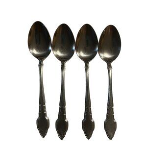 4 International SILHOUETTE STAINLESS Teaspoons Flatware Silverware Japan Satin
